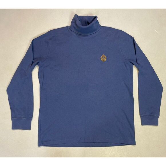 Polo Ralph Lauren Crest Embroidered Logo Turtleneck T-shirt Women Medium Blue - Picture 1 of 5